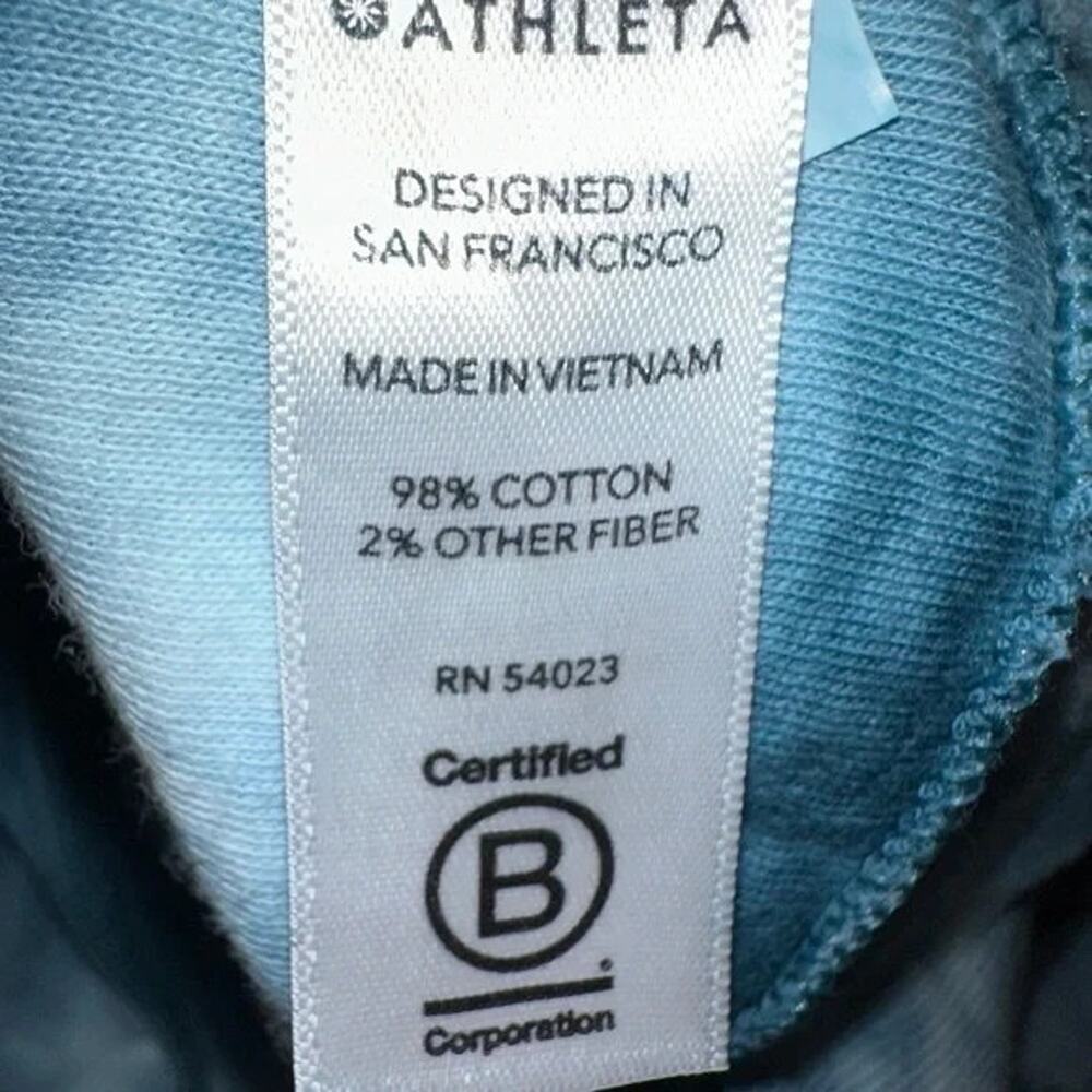 ATHLETA Blue Tie Dye Sundown Sweatshirt Tee Long Banded Long Sleves Cotton M - Picture 4 of 4